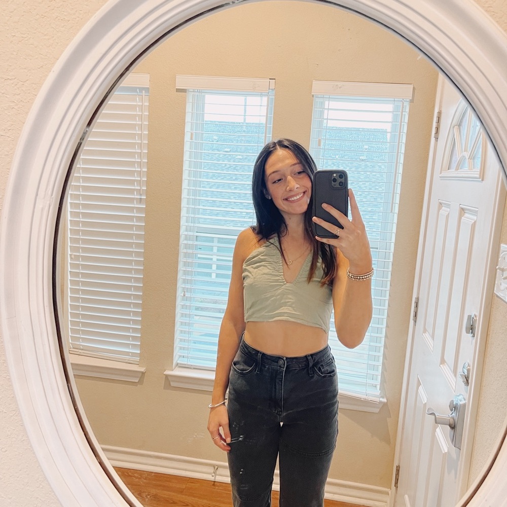 Green tie up cropped top!